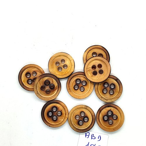 10 boutons en bois marron clair - 18mm - abd1045