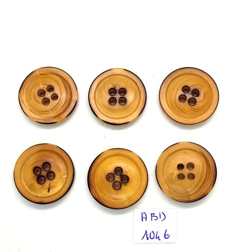 6 boutons en bois marron - 26/27mm - abd1046