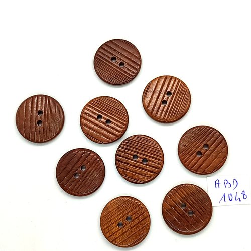 9 boutons en bois marron - 23mm - abd1048
