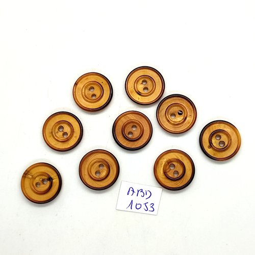 9 boutons en bois marron clair - 18mm - abd1053