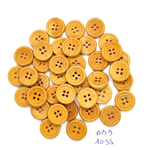 39 boutons en bois marron clair - 15mm - abd1055