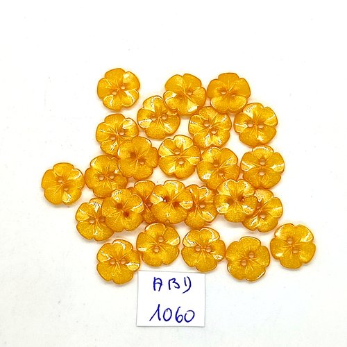 25 boutons en résine jaune / orangé (fleur) - 12mm - abd1060