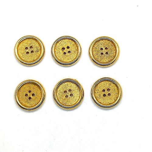 6 boutons en résine doré - 22mm