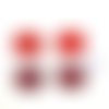 4 boutons en résine rouge clair et rouge foncé - 23mm - abd920