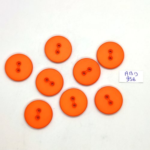 8 boutons en résine orange - 23mm - abd958