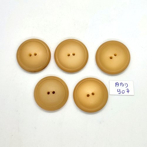 5 boutons en résine beige clair - 27mm - abd907