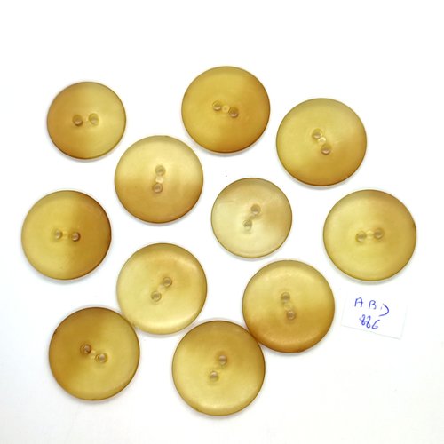 11 boutons en résine beige - 26mm et 25mm - abd886
