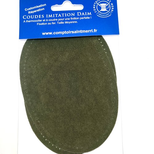 Lot 2 coudes imitation daim - a coudre ou thermocoller - vert