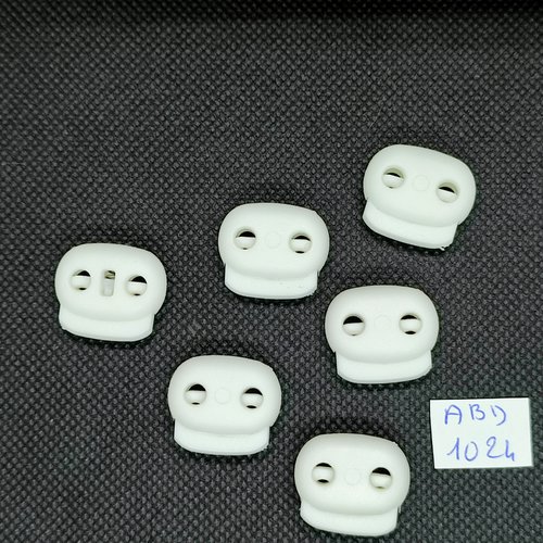 6 embouts pour cordon (blouson ou anorak) résine blanc - 18x21mm - abd1024