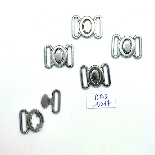 5 attaches en métal argenté - fermé 23mm - abd1017