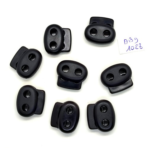 8 embouts pour cordon (blouson ou anorak) résine noir - 21x24mm - abd1028