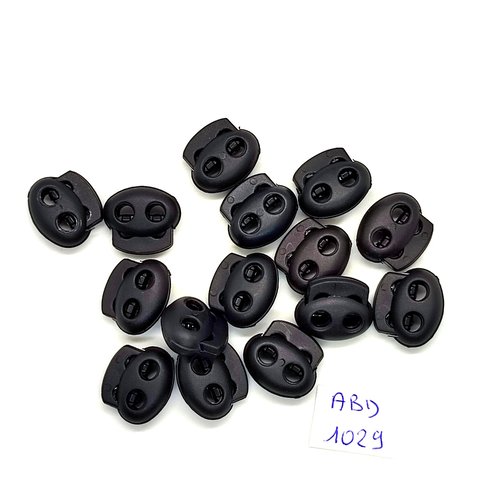 15 embouts pour cordon (blouson ou anorak) résine noir - 15x18mm - abd1029