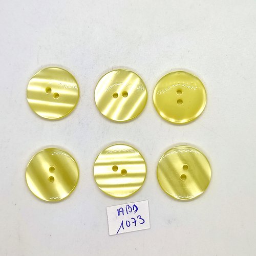 6 boutons en résine jaune - 23mm - abd1073