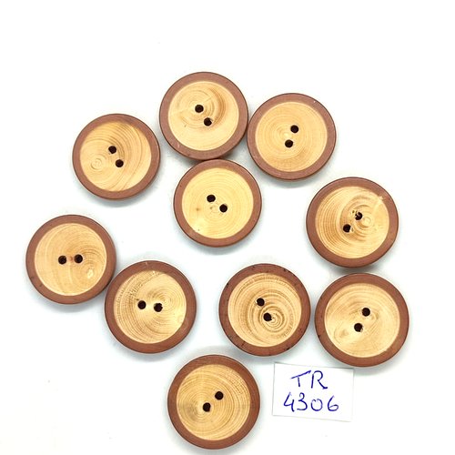10 boutons en résine marron et beige - 22mm - tr4306