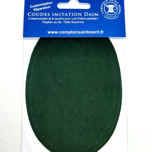 Lot 2 coudes imitation daim - a coudre ou thermocoller - vert