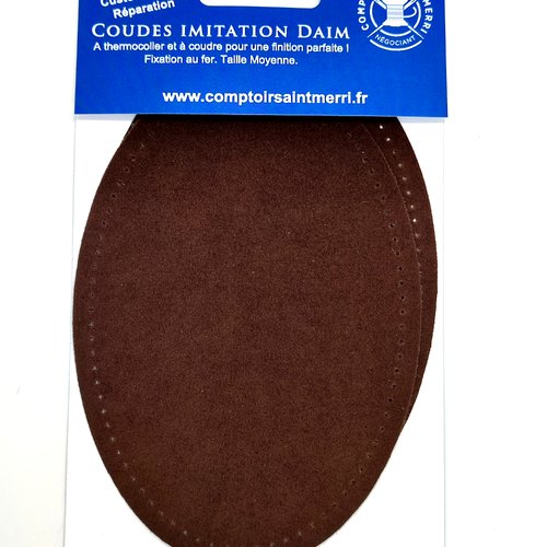 Lot 2 coudes imitation daim - a coudre ou thermocoller - marron foncé