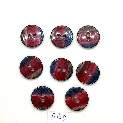 8 boutons en résine bordeaux et gris - 18mm - abd1078