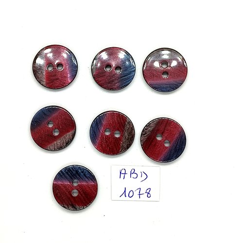 7 boutons en résine bordeaux et gris - 18mm - abd1078