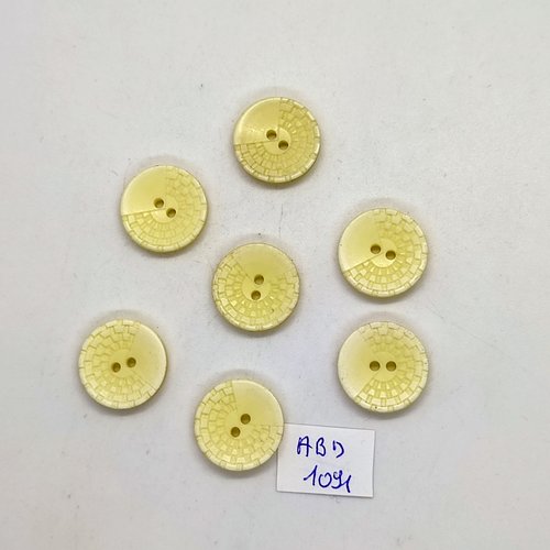 7 boutons en résine jaune - 18mm - abd1091