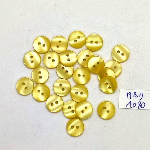 25 boutons en résine jaune - 10mm - abd1080