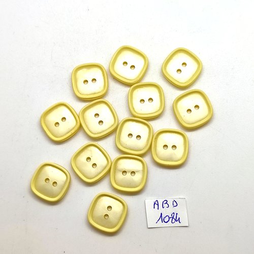 13 boutons en résine jaune clair - 16x16mm - abd1084