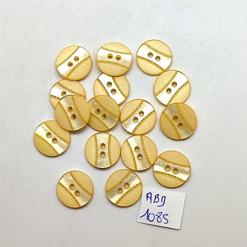 16 boutons en résine jaune - 12/13mm - abd1085