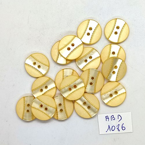 17 boutons en résine jaune - 15mm - abd1086