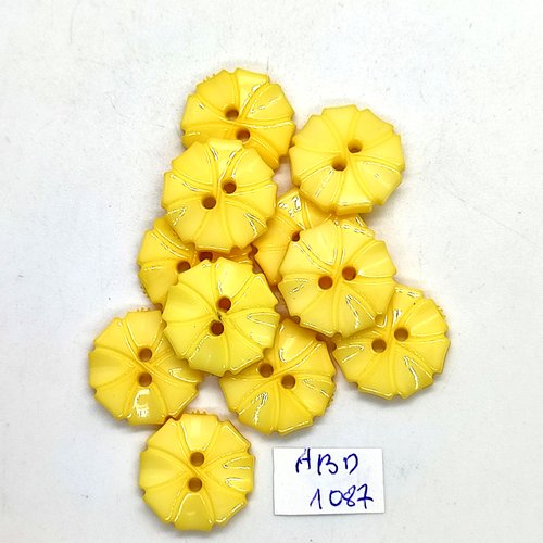 11 boutons en résine jaune - 19mm - abd1087