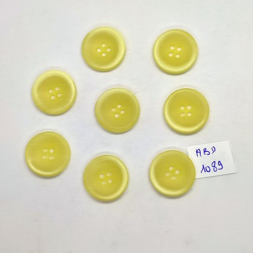 8 boutons en résine jaune - 20mm - abd1089