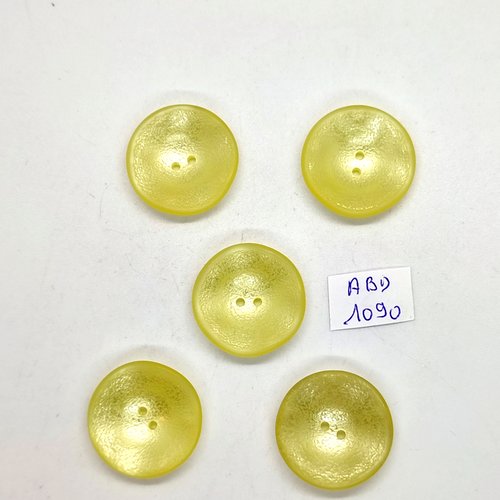 5 boutons en résine jaune - 25mm - abd1090