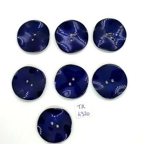 6 boutons en résine bleu foncé - 33mm - tr4320