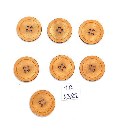 7 boutons en résine marron clair - 20mm - tr4322