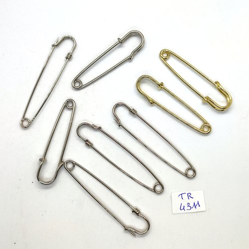 8 broches en métal argenté et doré - taille diverse - tr4311