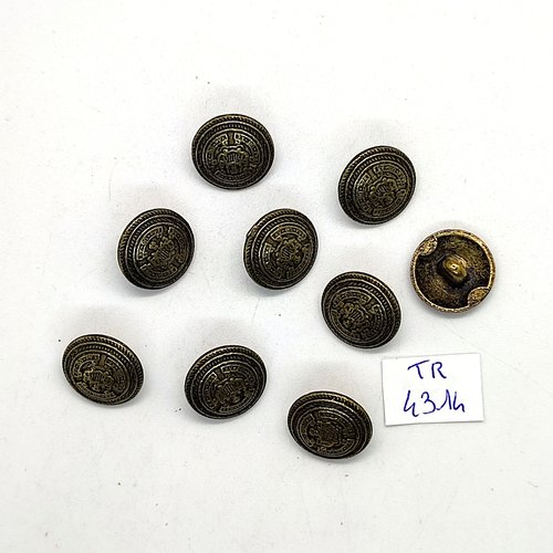 9 boutons en métal bronze - 15mm - tr4314