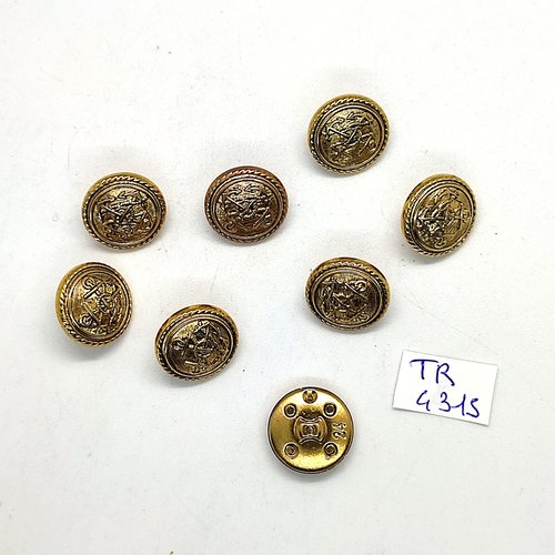 8 boutons en résine doré - 15mm - tr4315
