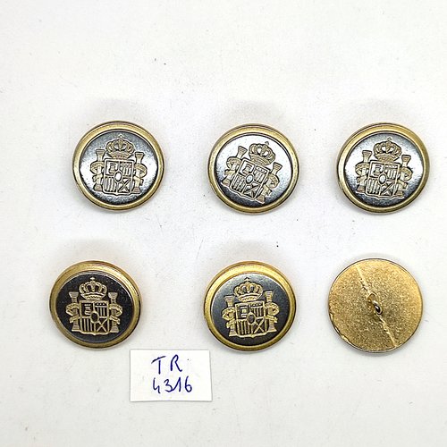 6 boutons en métal doré et argenté - 20/21mm - tr4316