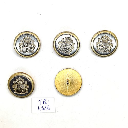 5 boutons en métal doré et argenté - 20/21mm - tr4316
