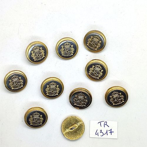10 boutons en métal doré et argenté - 16mm - tr4317