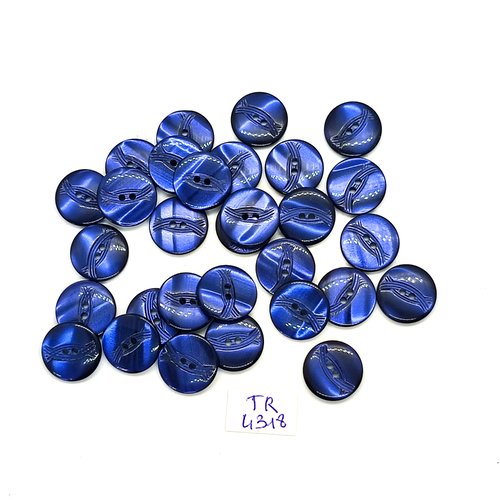 30 boutons en résine bleu - 14mm - tr4318