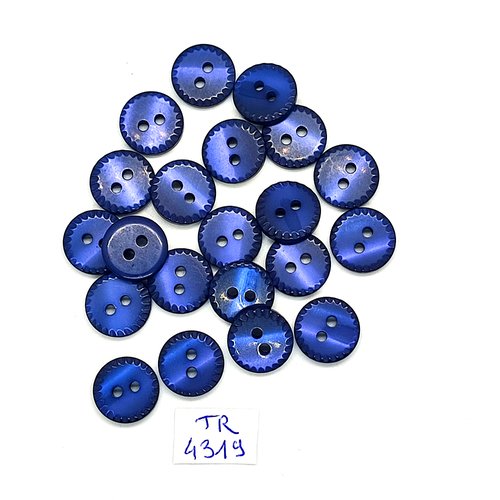 21 boutons en résine bleu - 13mm - tr4319