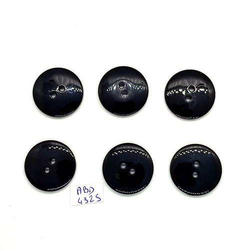 6 boutons en résine noir - 23mm - tr4325