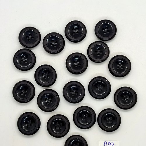 12 boutons en résine noir - 15mm - tr4327