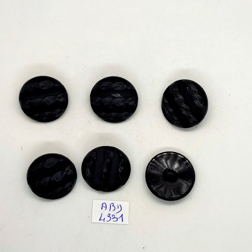 6 boutons en résine noir - 23mm - tr4331