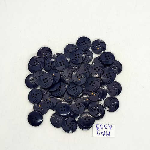 52 boutons en résine bleu foncé - 12mm - tr4339