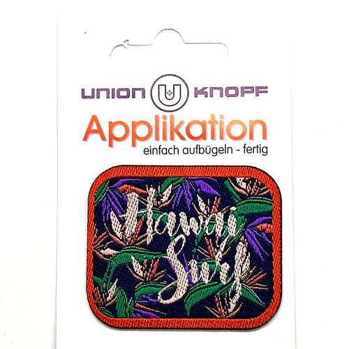 1 thermocollant / écusson à coudre multicolore - hawai surf - 4x5cm