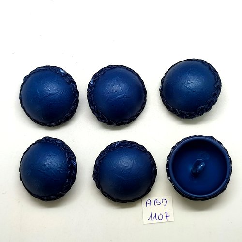 6 boutons en résine bleu - 34mm - abd1107