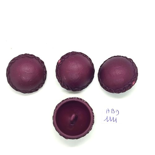 4 boutons en résine bordeaux - 34mm - abd1111