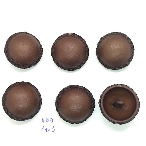 6 boutons en résine marron - 34mm - abd1113