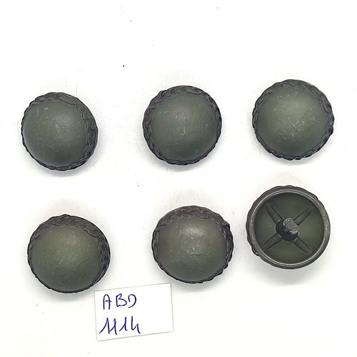 6 boutons en résine gris / vert - 23mm - abd1114