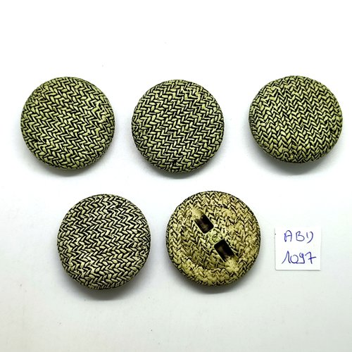 5 boutons en résine jaune et noir - 34mm - abd1097